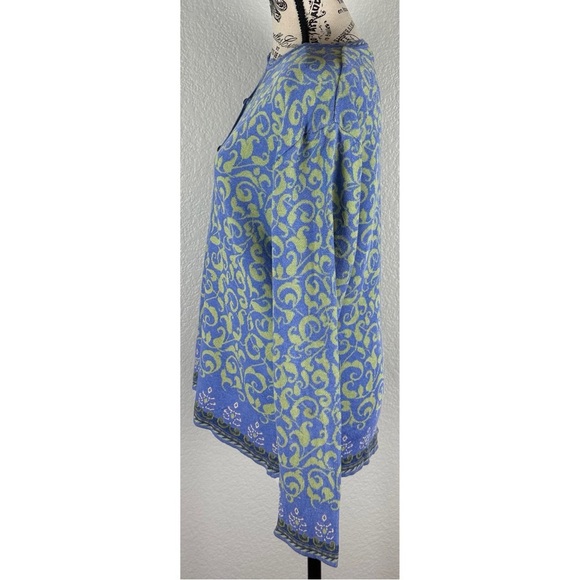 Icelandic Design Women’s Floral Print Blue Green Cardigan Sweater, size Large - Picture 4 of 8
